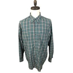 Wrangler Riata XL Shirt Green Black Plaid Mens Button Down Shirt